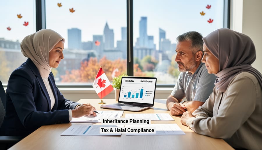 Canadian currency and property documents arranged on desk for financial planning